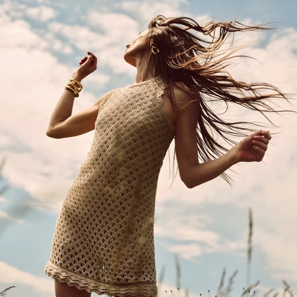 J CREW Cotton Pointelle Crochet Knit Sleeveless Scalloped‎ Sweater Mini Dress S - Picture 7 of 7